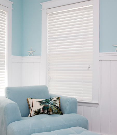 white pvc blinds in the lounge